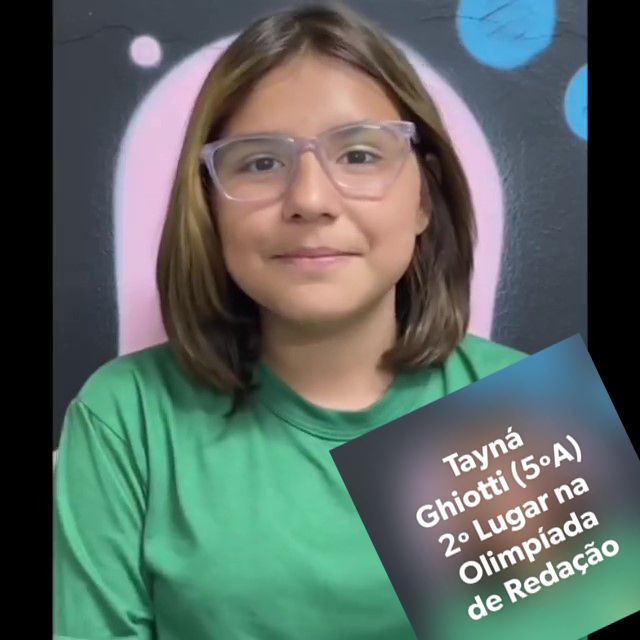 Capa de 2º lugar na Olimpíada de Redação – Tayná Ghiotti – 5º ano A